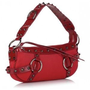 Dolce & Gabbana Brand new canvas shoulder bag with patent leather and studs